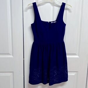 Mi Ami Dark Navy Blue Wide Strap Pleated Dress Size M